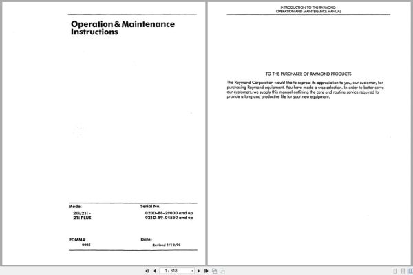 Raymond Reach 20I21I 21Iplus Operation Maintenance Manual Pdmm 0005 (1)