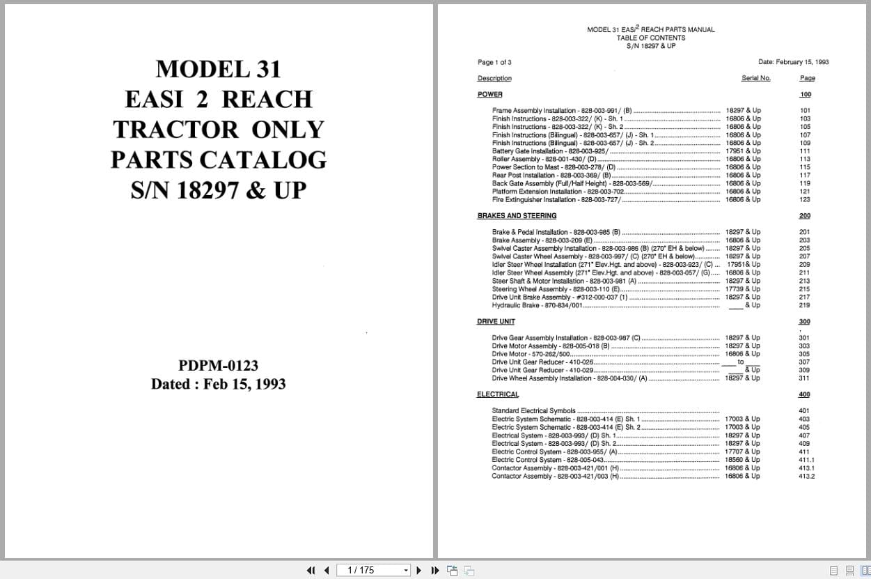 Raymond Reach 31 EASI2 Parts Catalog PDPM 0123 (1)