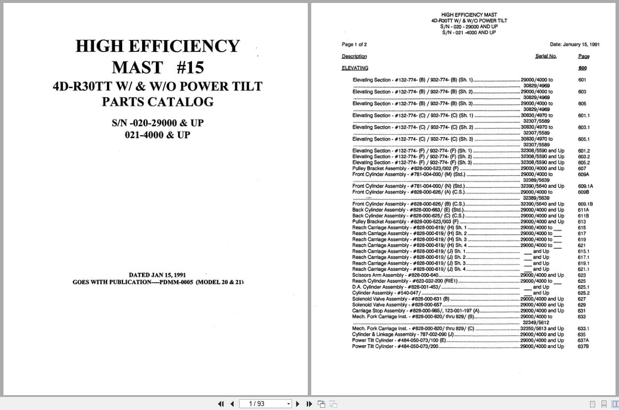 Raymond Reach 4D R30TT High Efficiency Mast 15 Parts Catalog PDMM 0005 (1)