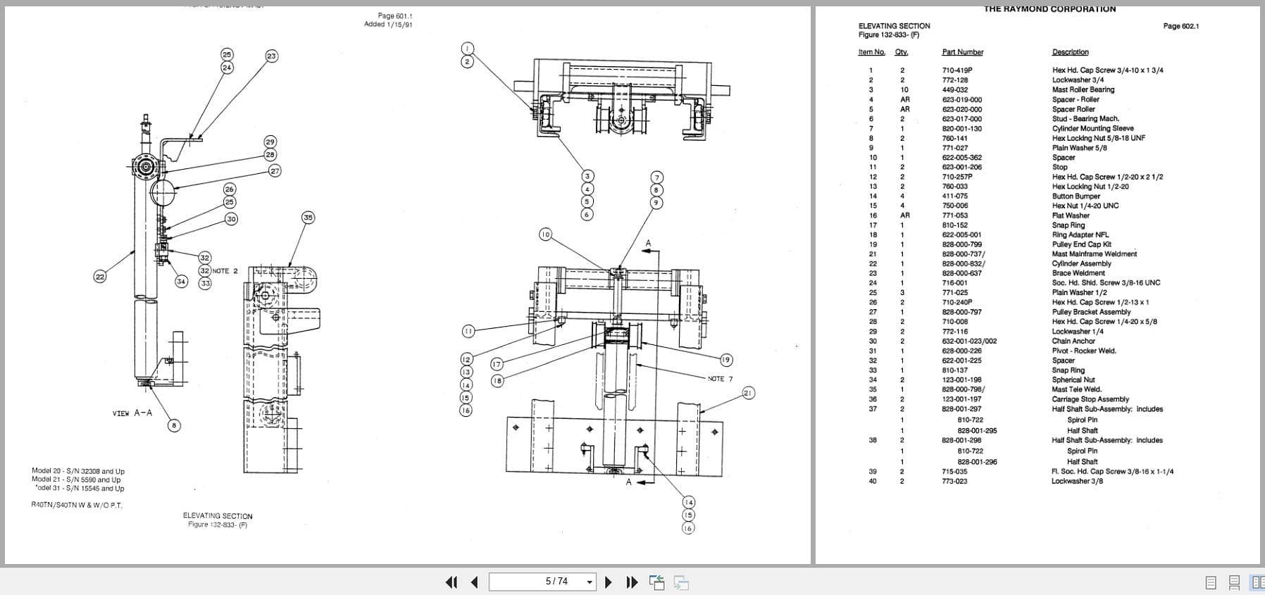 Raymond Reach 4D R40TN High Efficiency Mast 17 Parts Catalog PDMM 0005 (2)