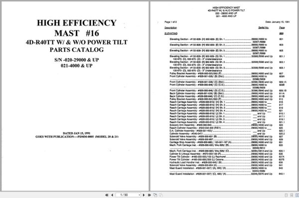 Raymond Reach 4D R40Tt High Efficiency Mast 16 Parts Catalog Pdmm 0005 (1)