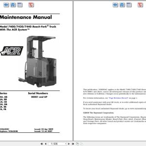 Raymond Reach 7400 7420 7440 Maintenance Manual 1026304C 2009 (1)