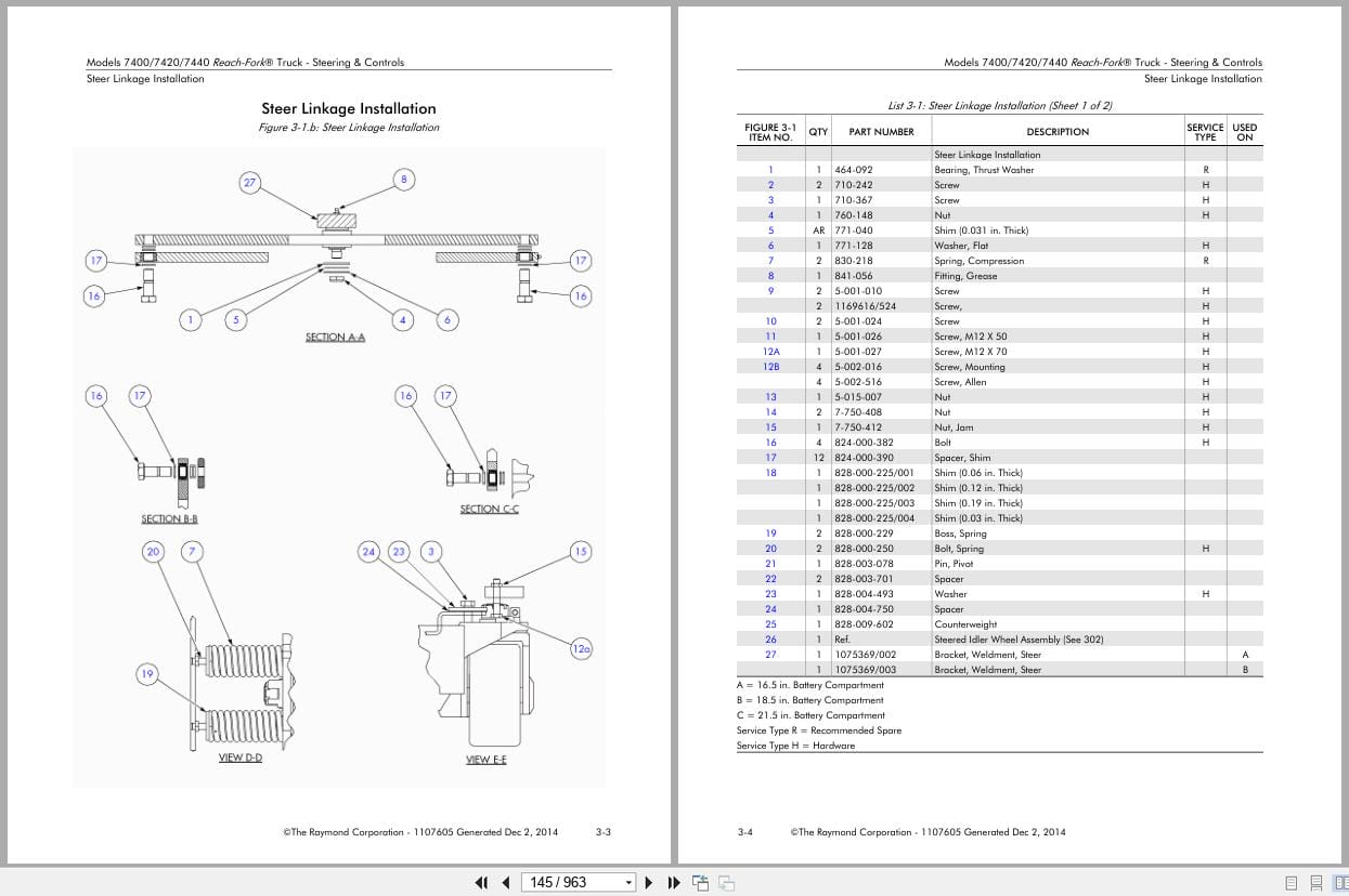 Raymond Reach 7400 7420 7440 Parts Manual 1107605 2014 (2)