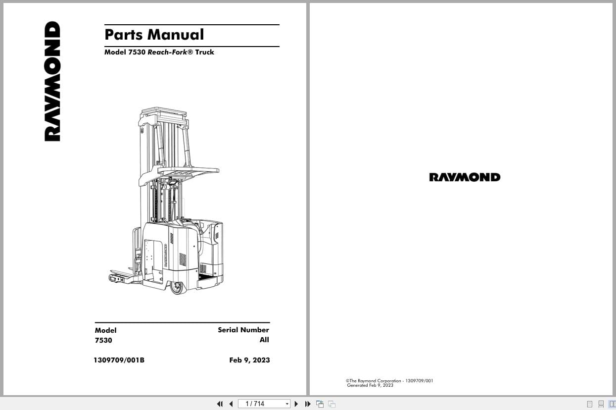 Raymond Reach 7530 Parts Manual 1309709001B 2023 (1)