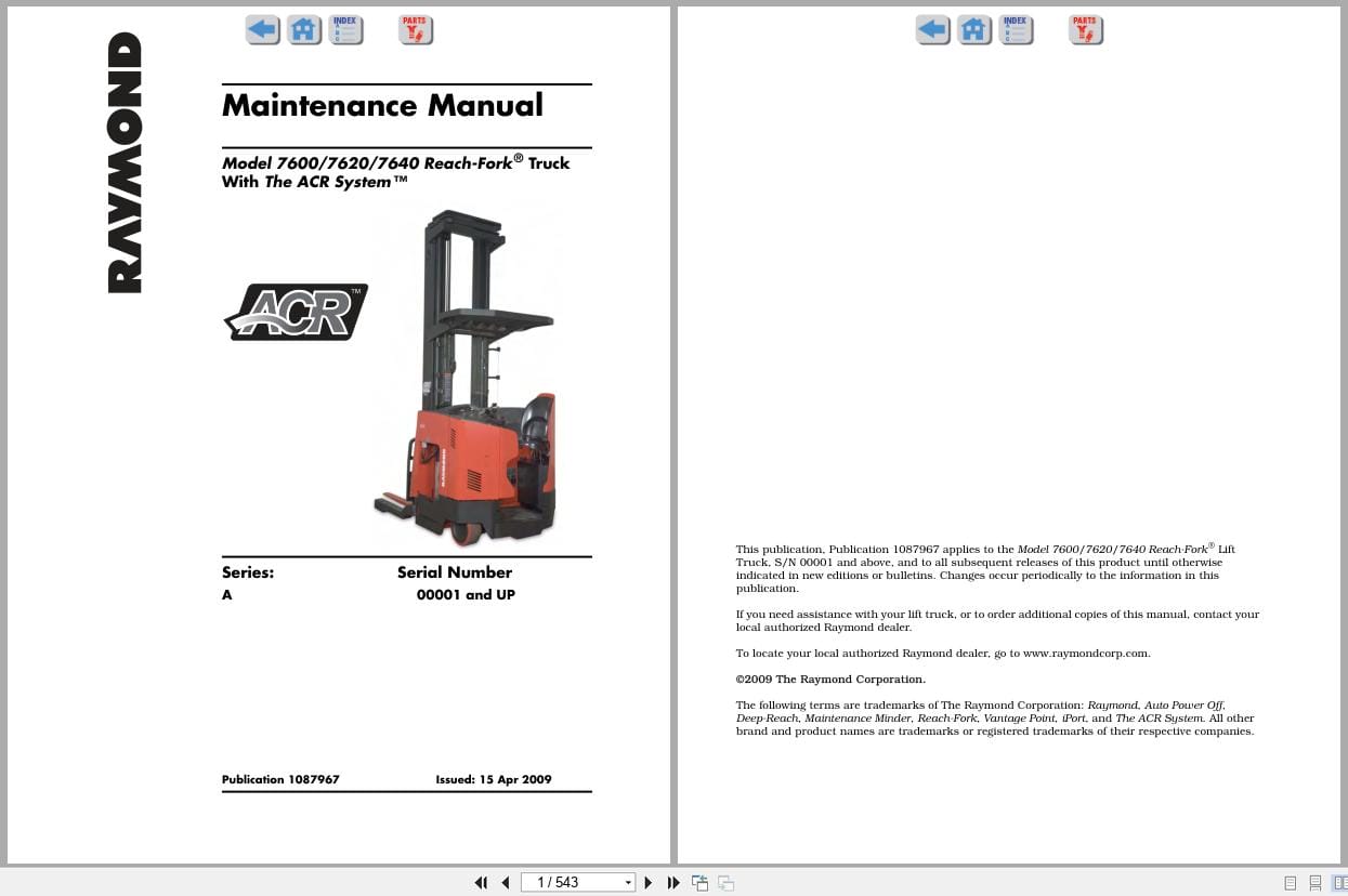 Raymond Reach 7600 7620 7640 Maintenance Manual 1087967 2009 (1)