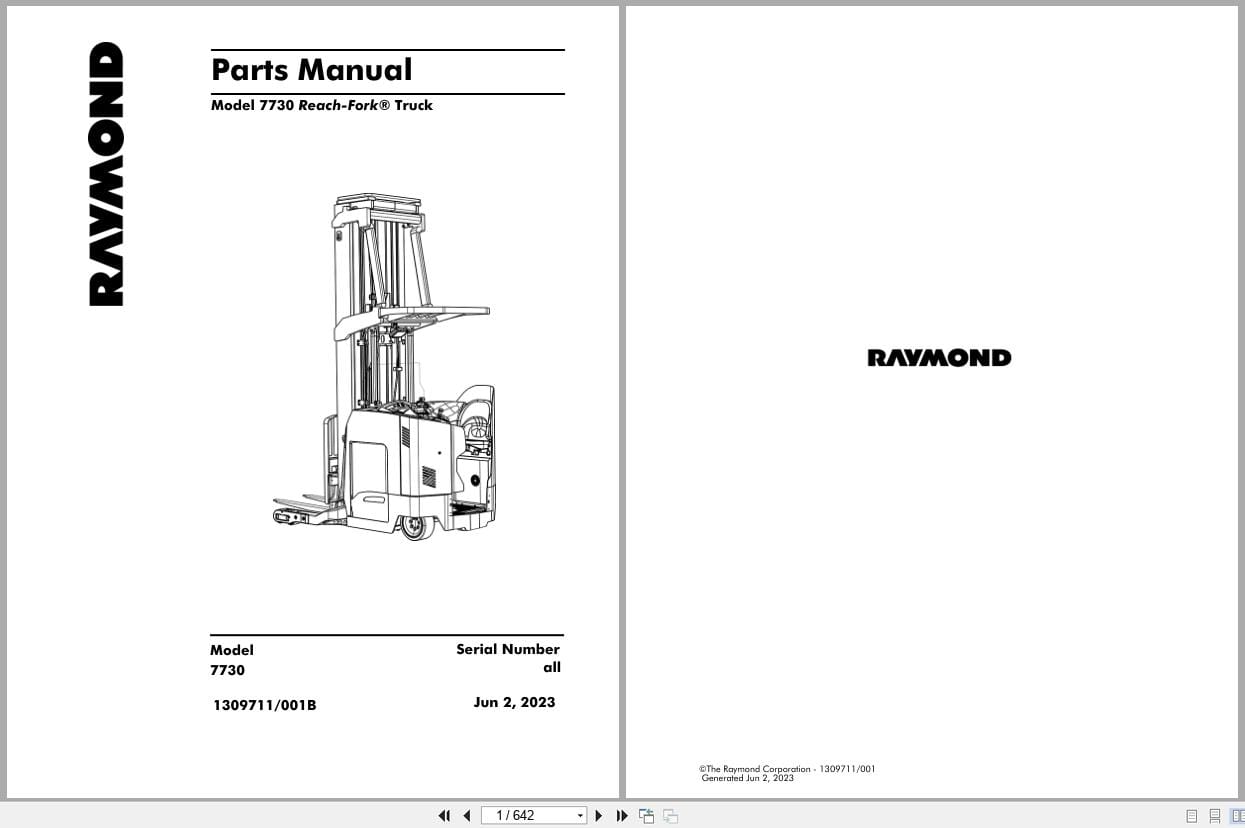 Raymond Reach 7730 Parts Manual 1309711001B 2023 (1)