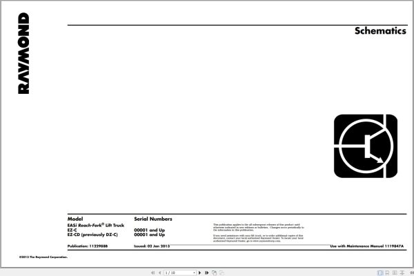 Raymond Reach Easi Hydraulic Electrical Schematic 1122988B 2013 (1)