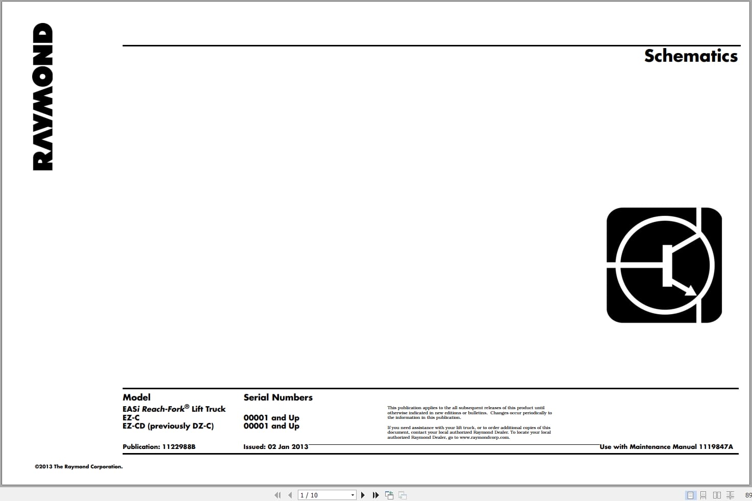 Raymond Reach EASi Hydraulic Electrical Schematic 1122988B 2013 (1)