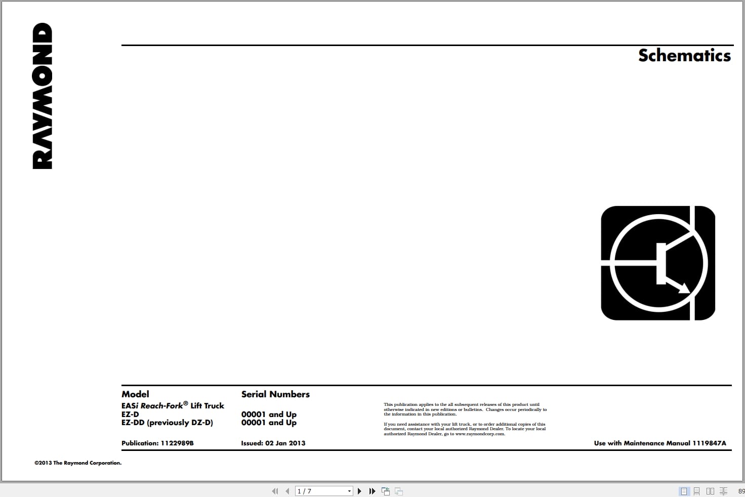 Raymond Reach EASi Hydraulic Electrical Schematic 1122989B 2013 (1)