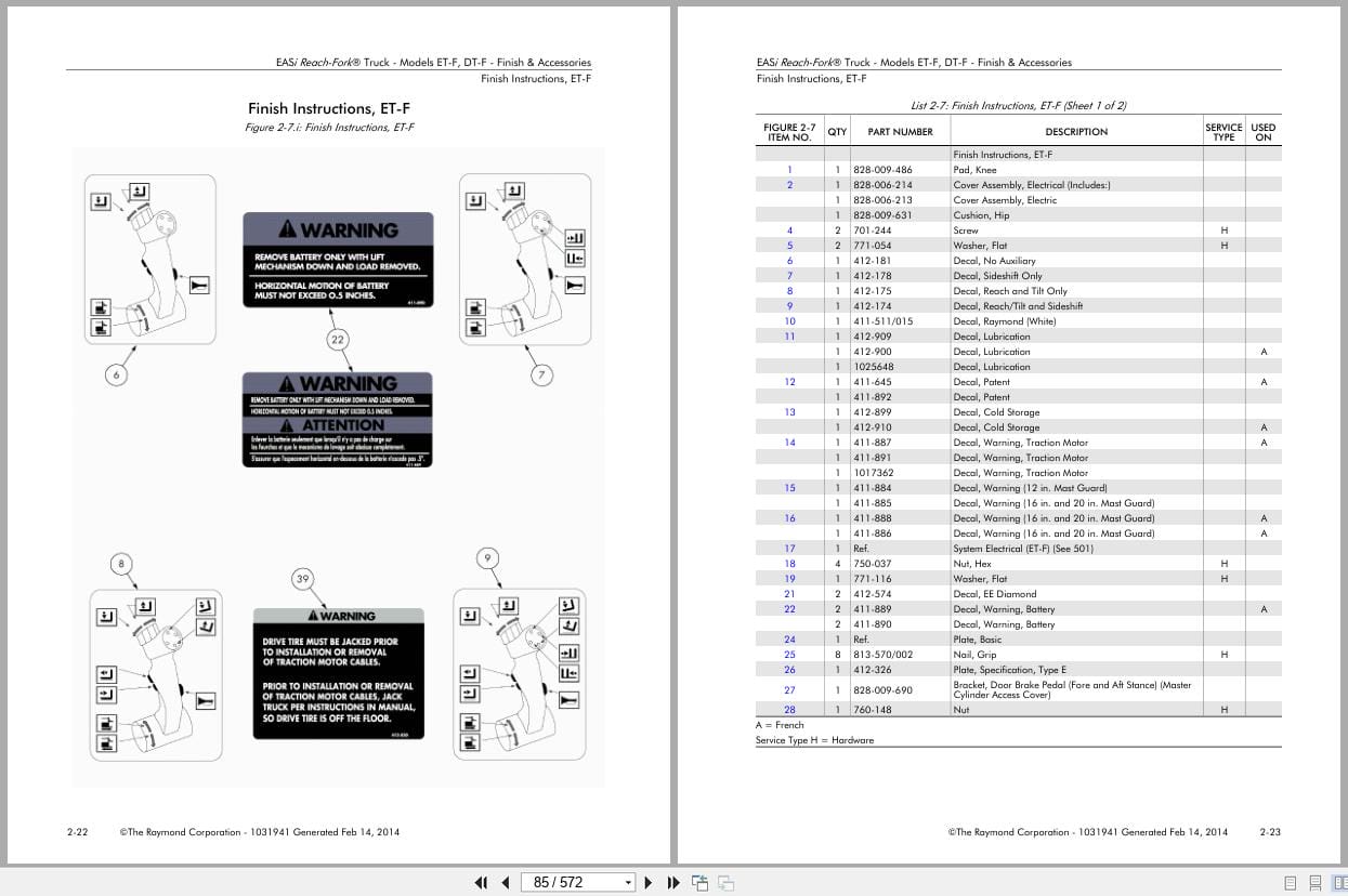 Raymond Reach EASi Parts Manual 1031941 2014 (2)