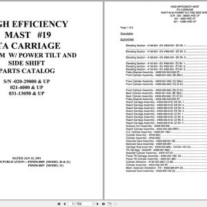 Raymond Reach ITA Carriage R40TT M High Efficiency Mast 19 Parts Catalog PDMM 0005 PDMM 0007 (1)