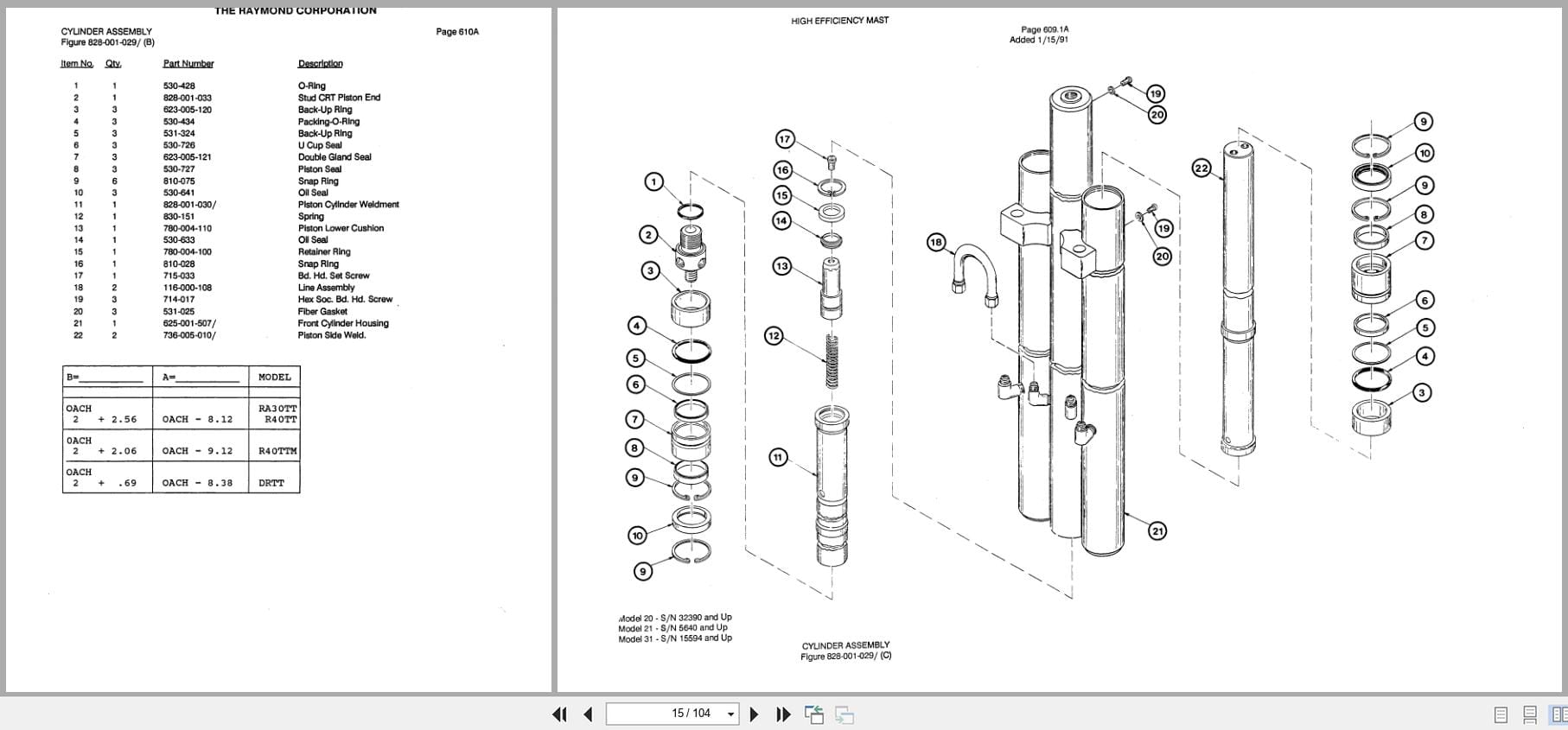 Raymond Reach ITA Carriage R40TT M High Efficiency Mast 19 Parts Catalog PDMM 0005 PDMM 0007 (3)