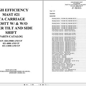 Raymond Reach ITA Carriage RA30TT High Efficiency Mast 21 Parts Catalog PDMM 0005 PDMM 0007 (1)