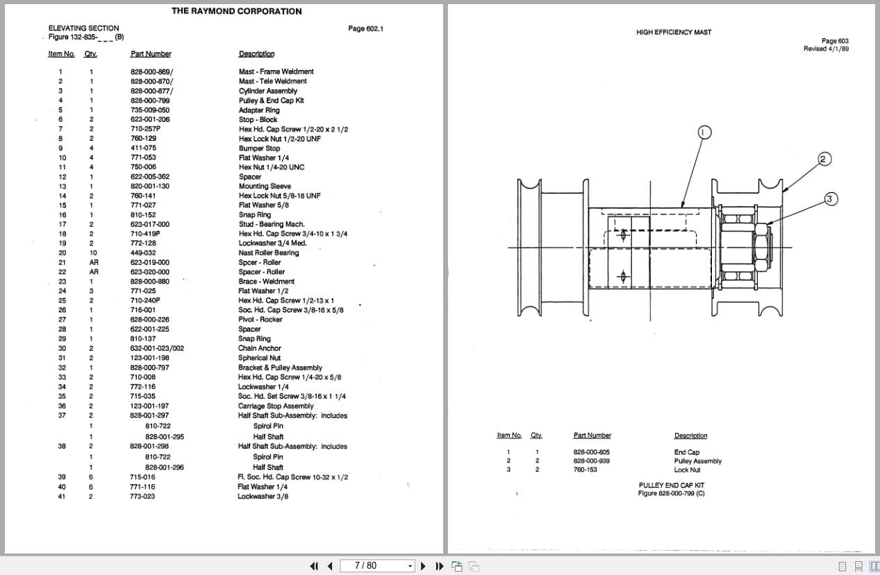 Raymond Reach R30TN High Efficiency Mast 11 Parts Catalog PDMM 0005 (2)