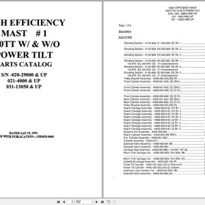 Raymond Reach R40TT High Efficiency Mast 1 Parts Catalog PDMM 0005 (1)