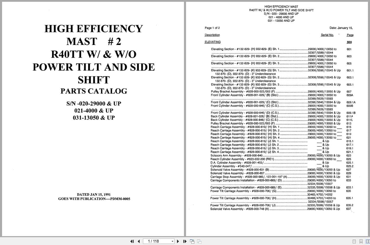Raymond Reach R40TT High Efficiency Mast 2 Parts Catalog PDMM 0005 (1)