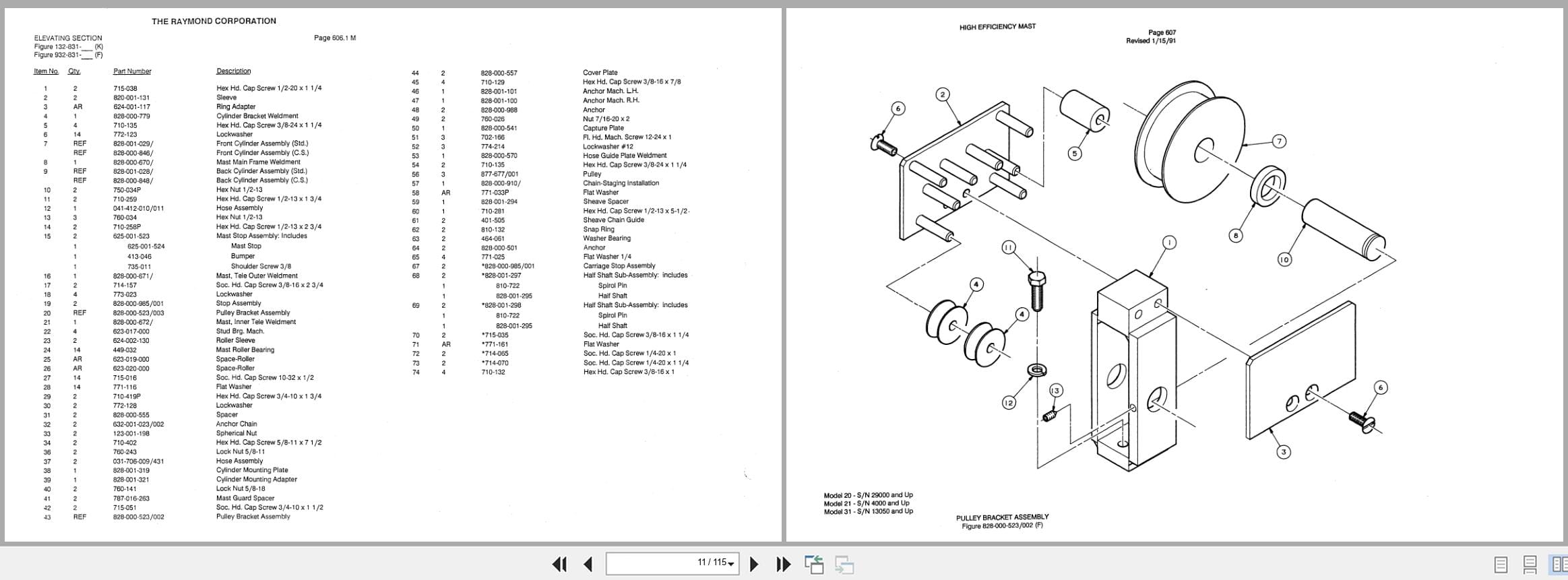 Raymond Reach R40TT M High Efficiency Mast 4 Parts Catalog PDMM 0005 (2)