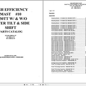 Raymond Reach RA30TT High Efficiency Mast 10 Parts Catalog PDMM 0005 (1)