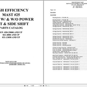 Raymond Reach S30TN High Efficiency Mast 25 Parts Catalog PDMM 0005 PDMM 0007 (1)