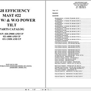 Raymond Reach S30TT High Efficiency Mast 22 Parts Catalog PDMM 0005 PDMM 0007 (1)