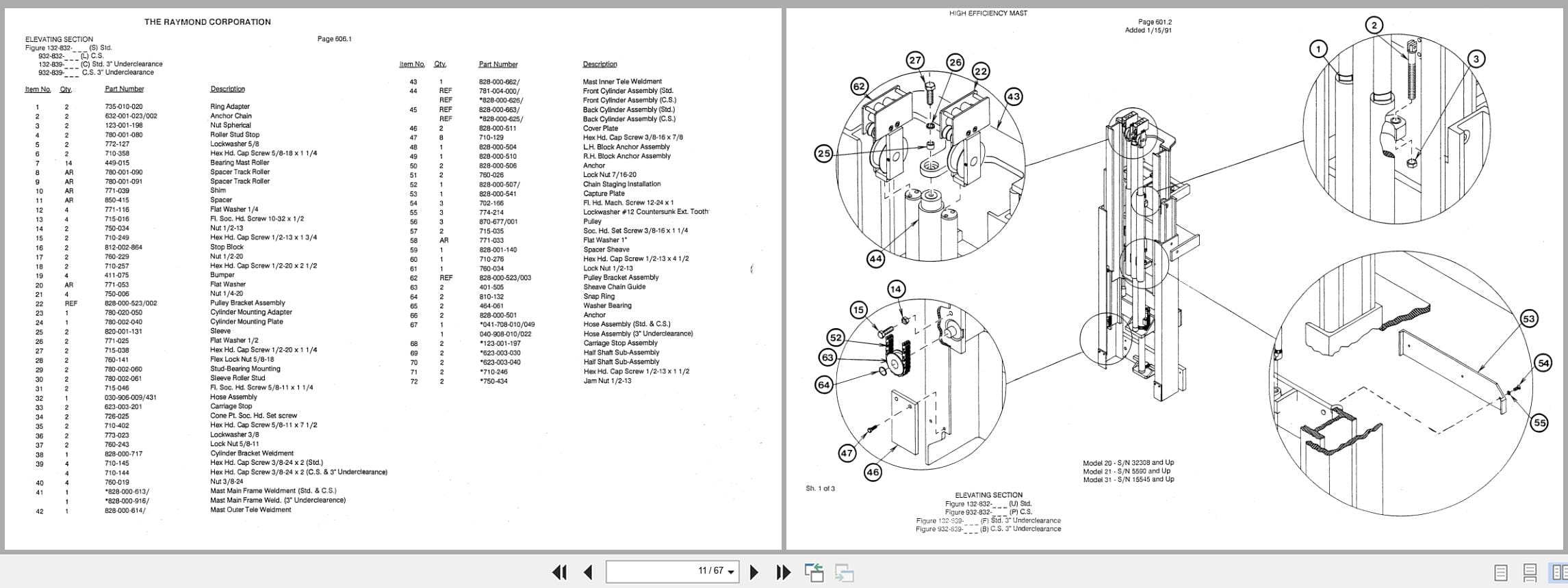 Raymond Reach S30TT High Efficiency Mast 22 Parts Catalog PDMM 0005 PDMM 0007 (3)