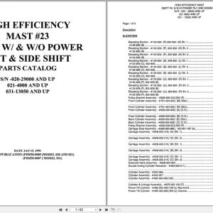 Raymond Reach S30TT High Efficiency Mast 23 Parts Catalog PDMM 0005 PDMM 0007 (1)