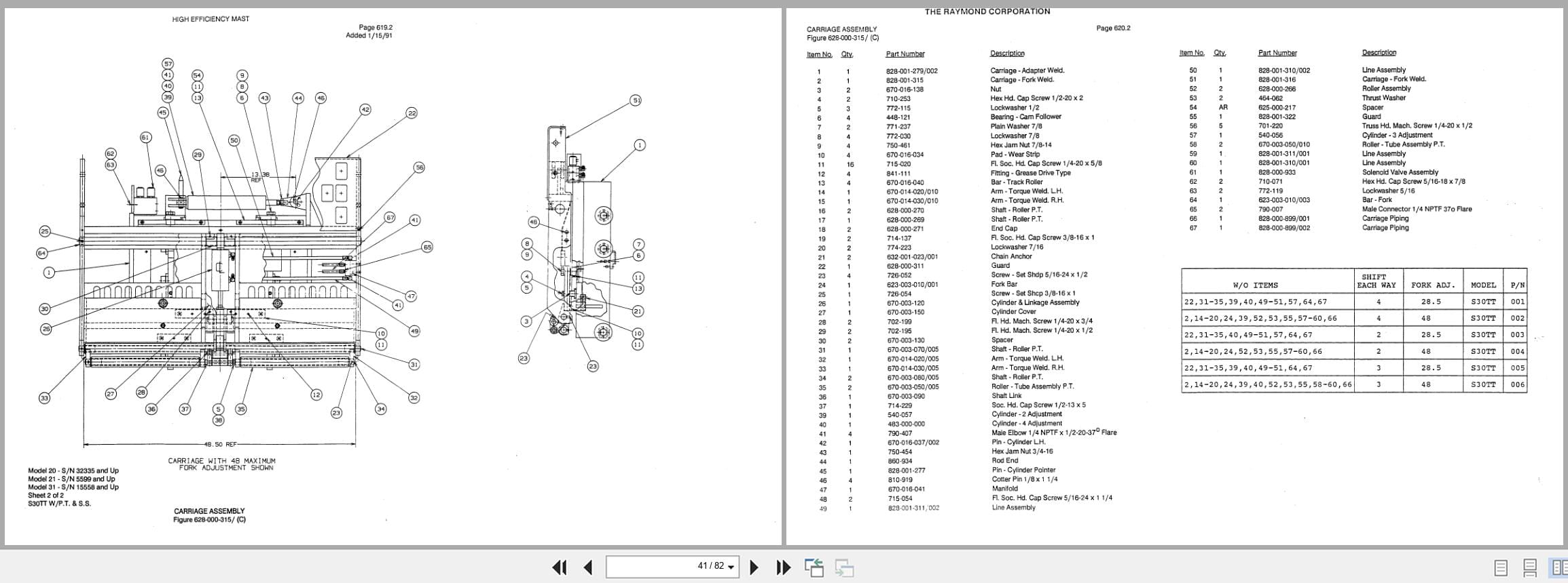 Raymond Reach S30TT High Efficiency Mast 23 Parts Catalog PDMM 0005 PDMM 0007 (3)