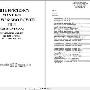 Raymond Reach S40TN High Efficiency Mast 28 Parts Catalog PDMM 0005 PDMM 0007 (1)