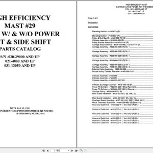 Raymond Reach S40TN High Efficiency Mast 29 Parts Catalog PDMM 0005 PDMM 0007 (1)