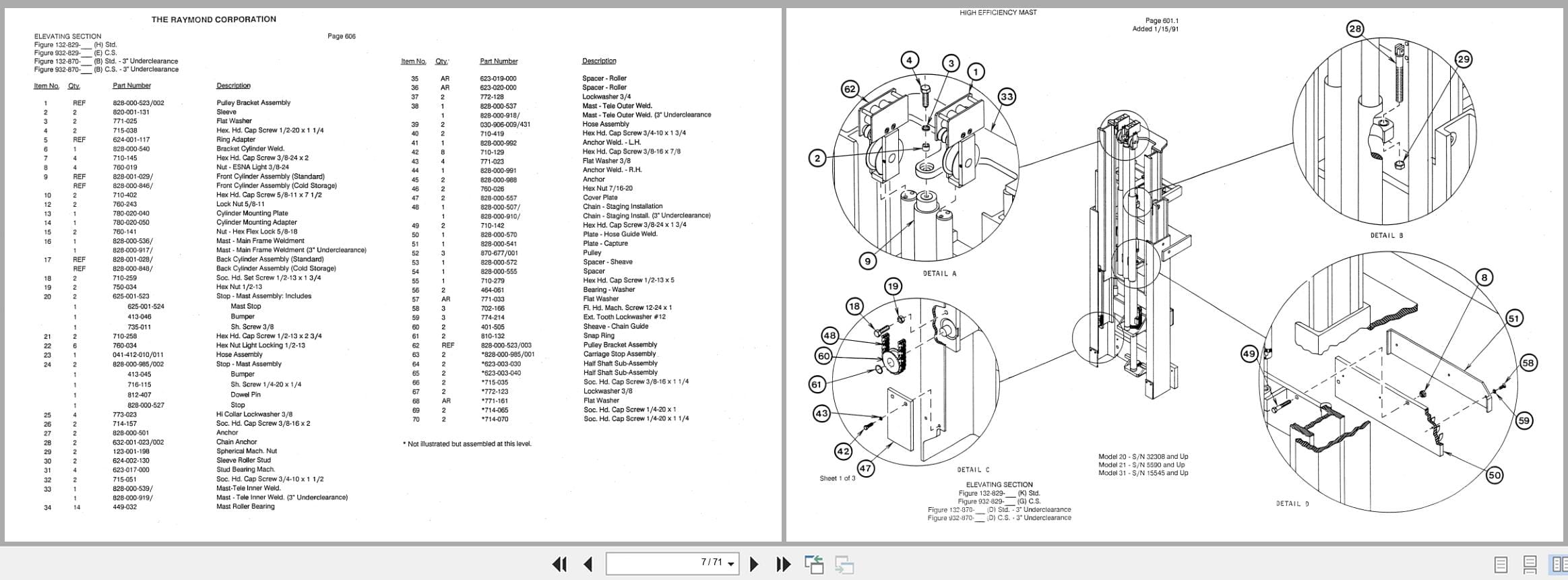 Raymond Reach S40TT High Efficiency Mast 26 Parts Catalog PDMM 0005 PDMM 0007 (2)