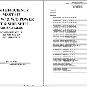 Raymond Reach S40TT High Efficiency Mast 27 Parts Catalog PDMM 0005 PDMM 0007 (1)