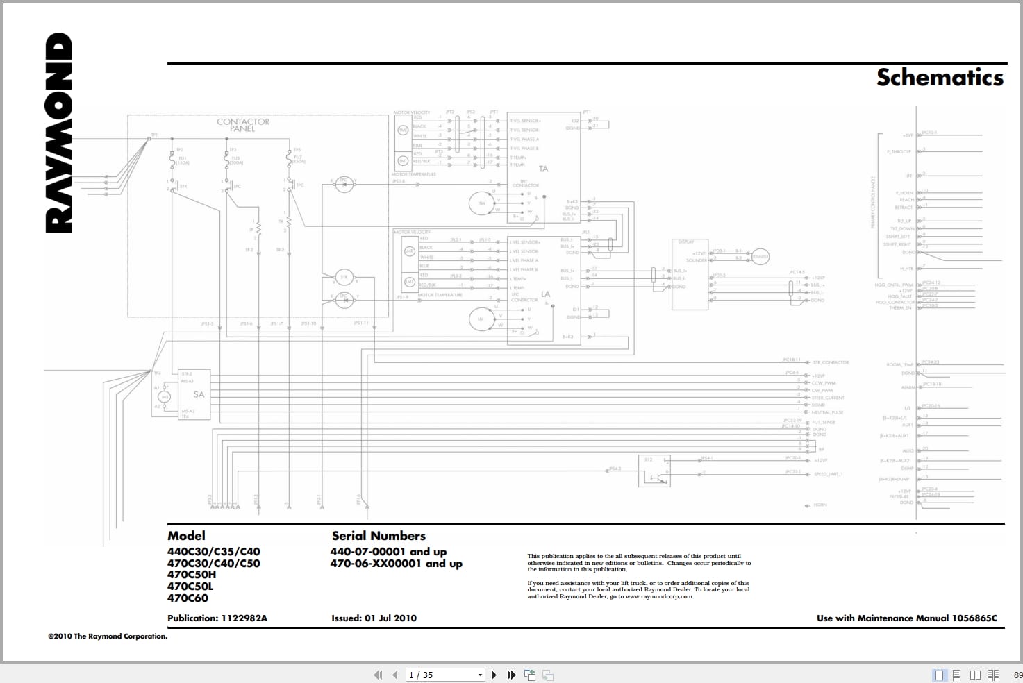 Raymond Sit Down Counterbalanced 4400 Hydraulic Electrical Schematic 1122982A 2010 (1)