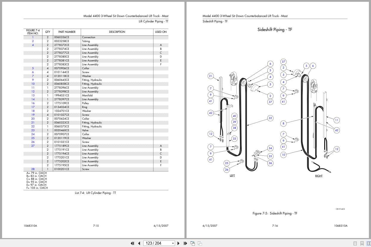 Raymond Sit Down Counterbalanced 4400 Parts Manual 1068310A 2007 (3)