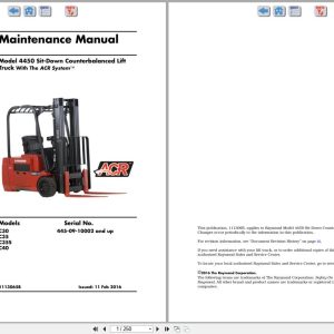 Raymond Sit Down Counterbalanced 4450 Maintenance Manual 1113065B 2016 (1)