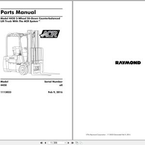 Raymond Sit Down Counterbalanced 4450 Parts Manual 1113023 2016 (1)