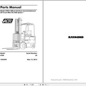 Raymond Sit Down Counterbalanced 4700 Parts Manual 1056909 2013 (1)