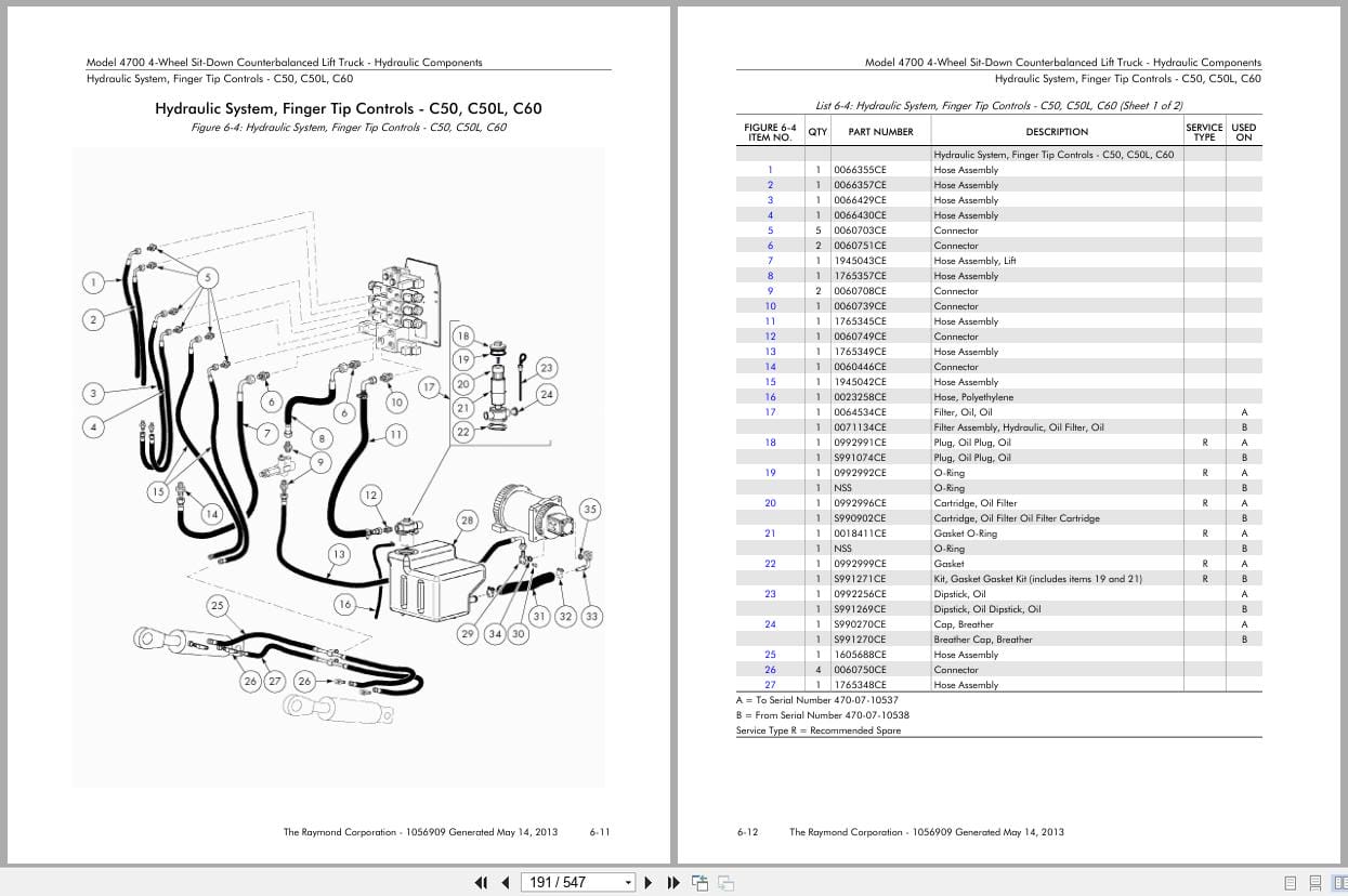 Raymond Sit Down Counterbalanced 4700 Parts Manual 1056909 2013 (3)