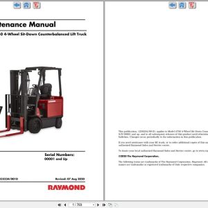 Raymond Sit Down Counterbalanced 4750 Maintenance Manual 1235234001D 2020 (1)
