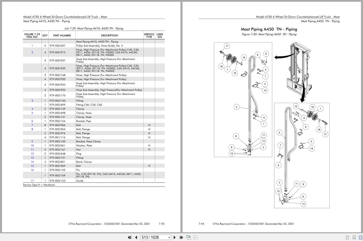 Raymond Sit Down Counterbalanced 4750 Parts Manual 1253502001 2021 (3)