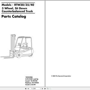 Raymond Sit Down Counterbalanced RTW30 RTW35 RTW40 Parts Catalog 1033358A 2004 (1)