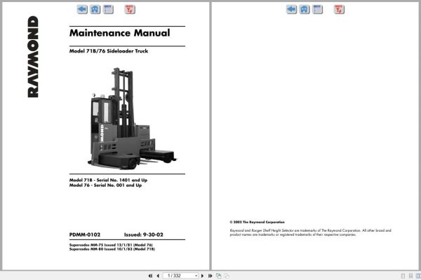 Raymond Slideloader 71B 76 Maintenance Manual Pdmm 0102 2002 (1)