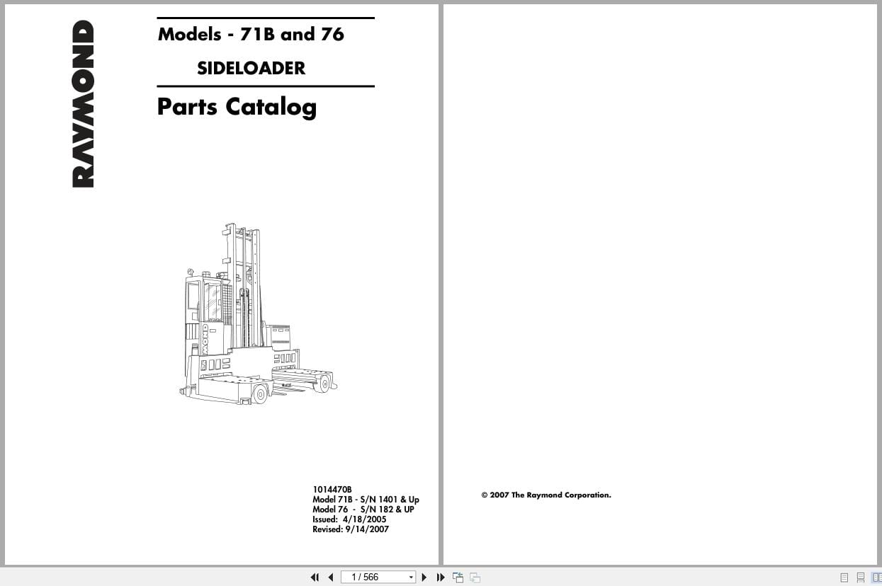 Raymond Slideloader 71B 76 Parts Catalog 1014470B 2007 (1)