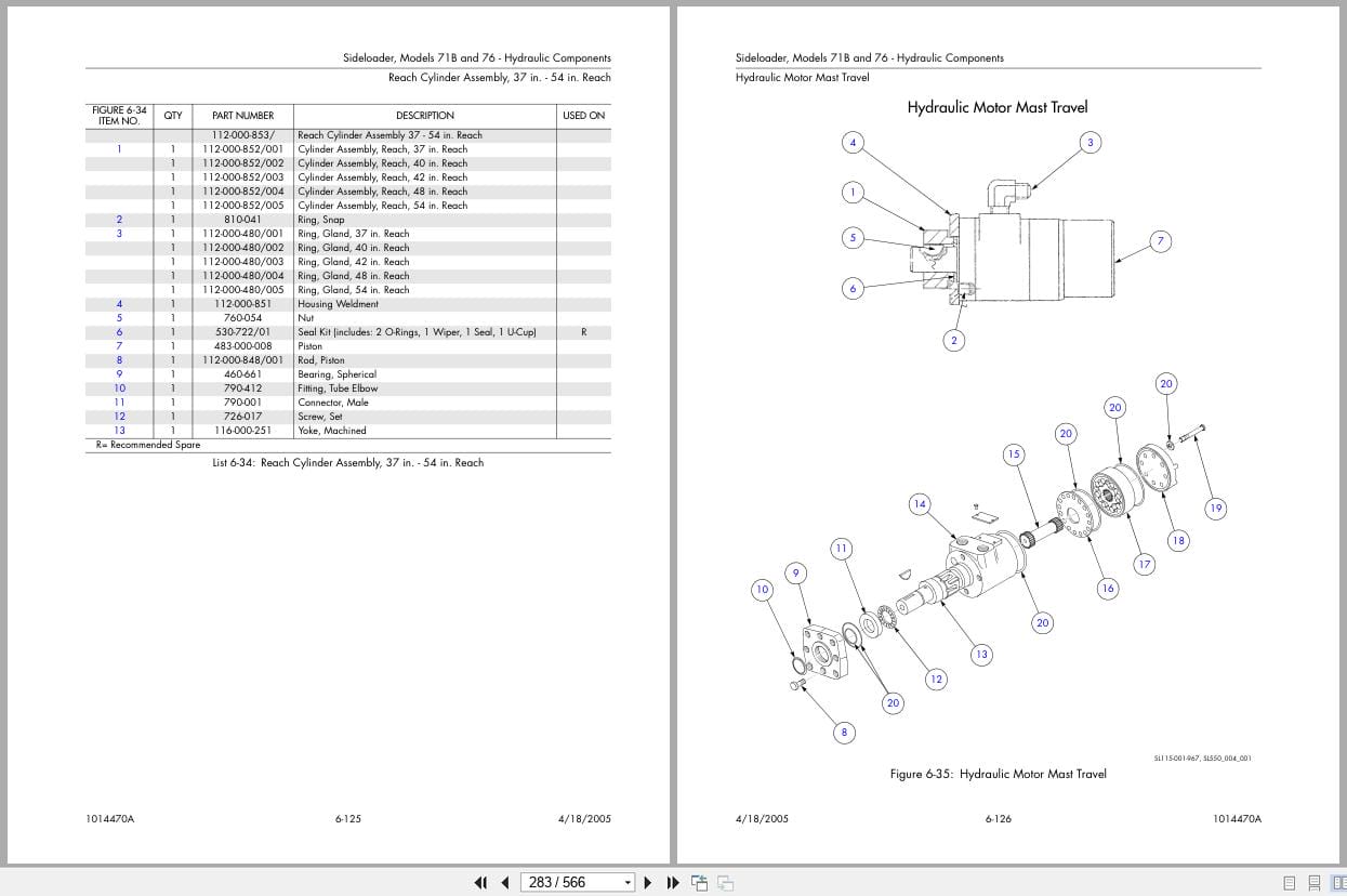 Raymond Slideloader 71B 76 Parts Catalog 1014470B 2007 (2)
