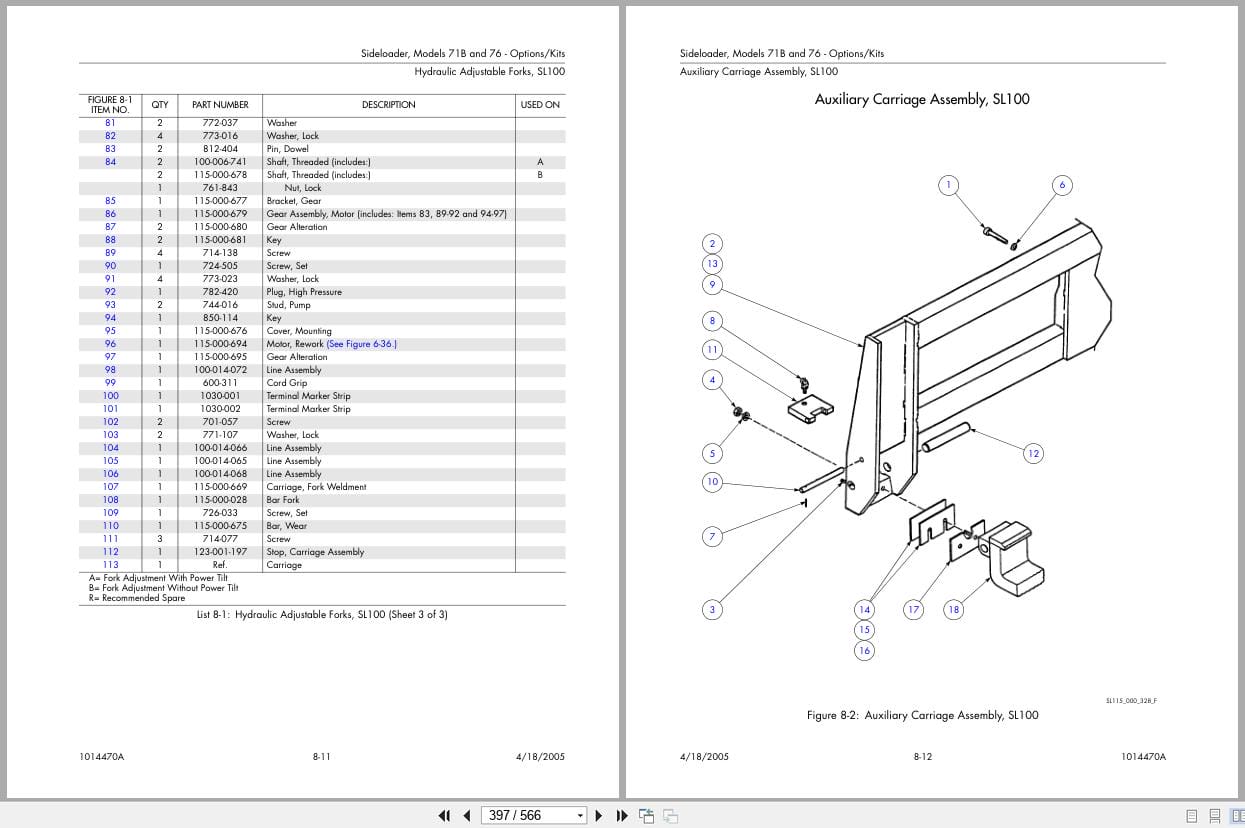 Raymond Slideloader 71B 76 Parts Catalog 1014470B 2007 (3)