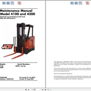 Raymond Stand Up Counterbalanced 4100 4200 Maintenance Manual 1060345B 2010 (1)