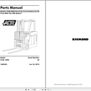 Raymond Stand Up Counterbalanced 4100 4200 Parts Manual 1060342 2014 (1)
