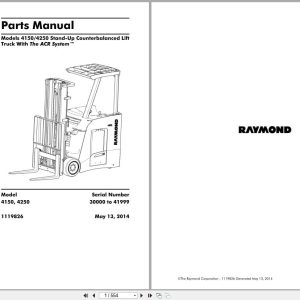 Raymond Stand Up Counterbalanced 4150 4250 Parts Manual 1119826 2014 (1)