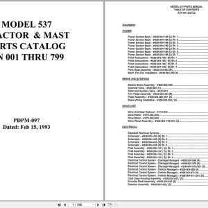 Raymond Swing Reach 537 Tractor Mast Parts Catalog PDPM 097 (1)