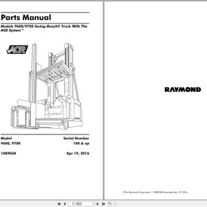 Raymond Swing Reach 9600 9700 Parts Manual 1089038 2016 (1)