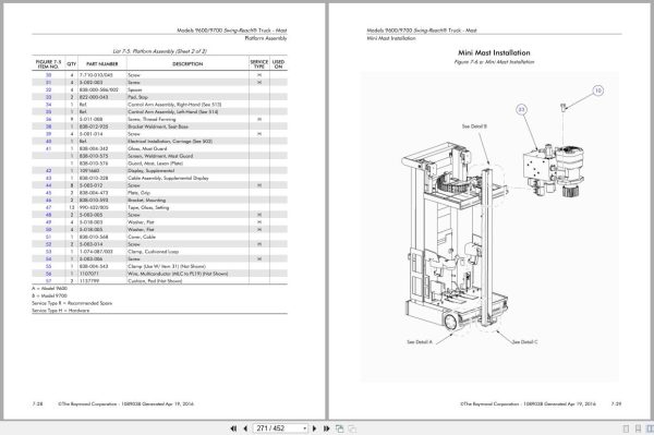 Raymond Swing Reach 9600 9700 Parts Manual 1089038 2016 (3)